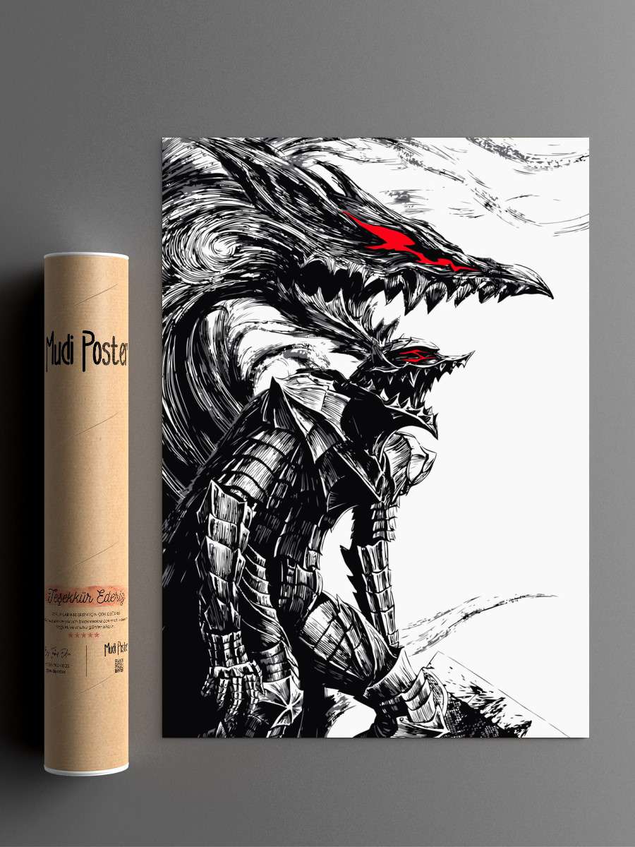Berserk Rage Anime Poster Çerçevesiz Yüksek Kalite Anime Duvar Poster