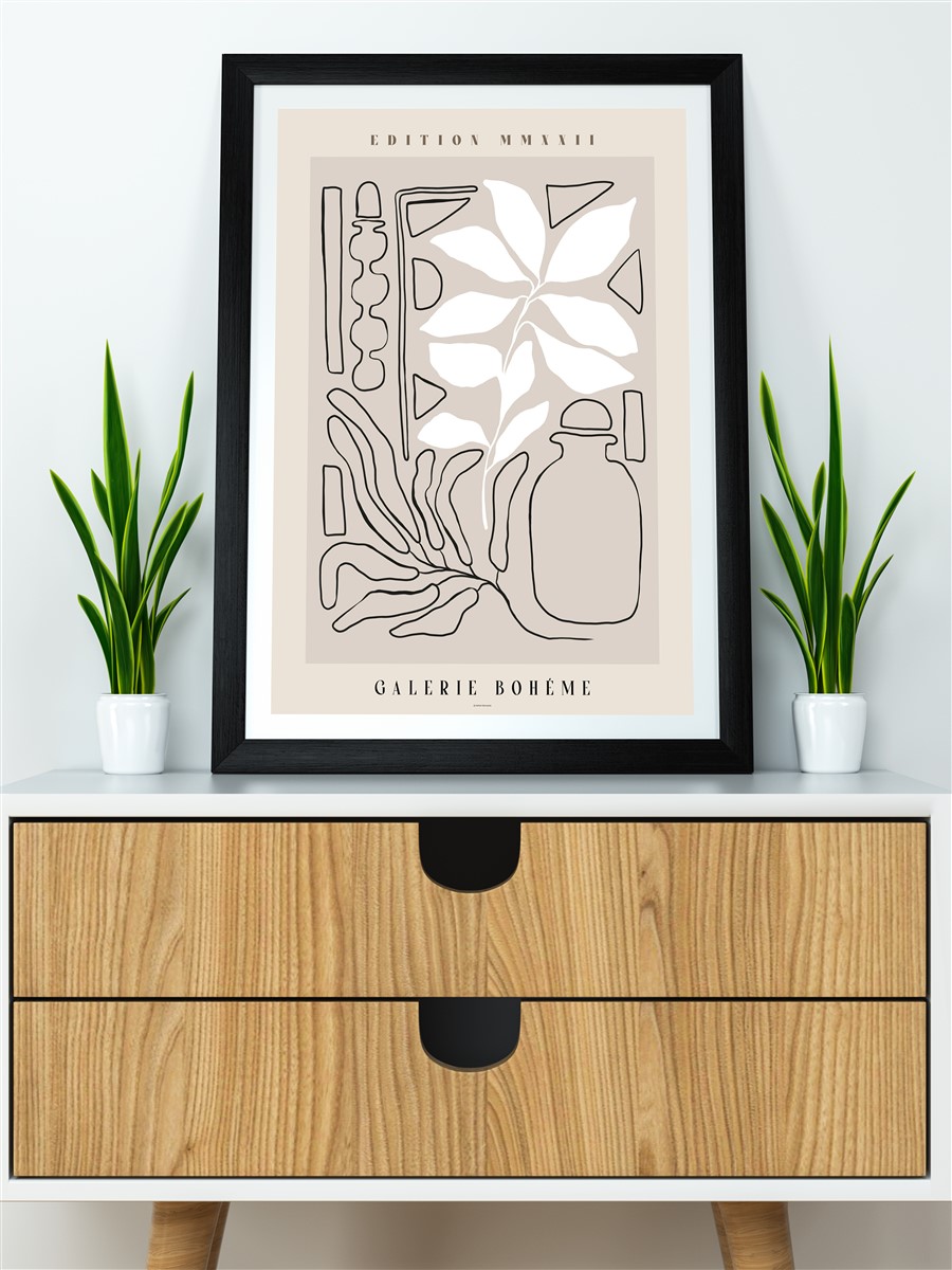 Bohem Çizgili Modern Poster Çerçevesiz Duvar Tablosu Sanatsal Poster
