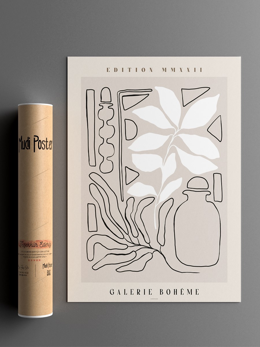 Bohem Çizgili Modern Poster Çerçevesiz Duvar Tablosu Sanatsal Poster