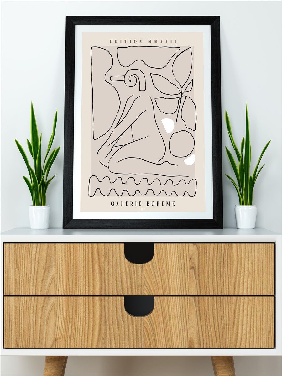 Bohem Çizgili Modern Poster Çerçevesiz Duvar Tablosu Sanatsal Poster