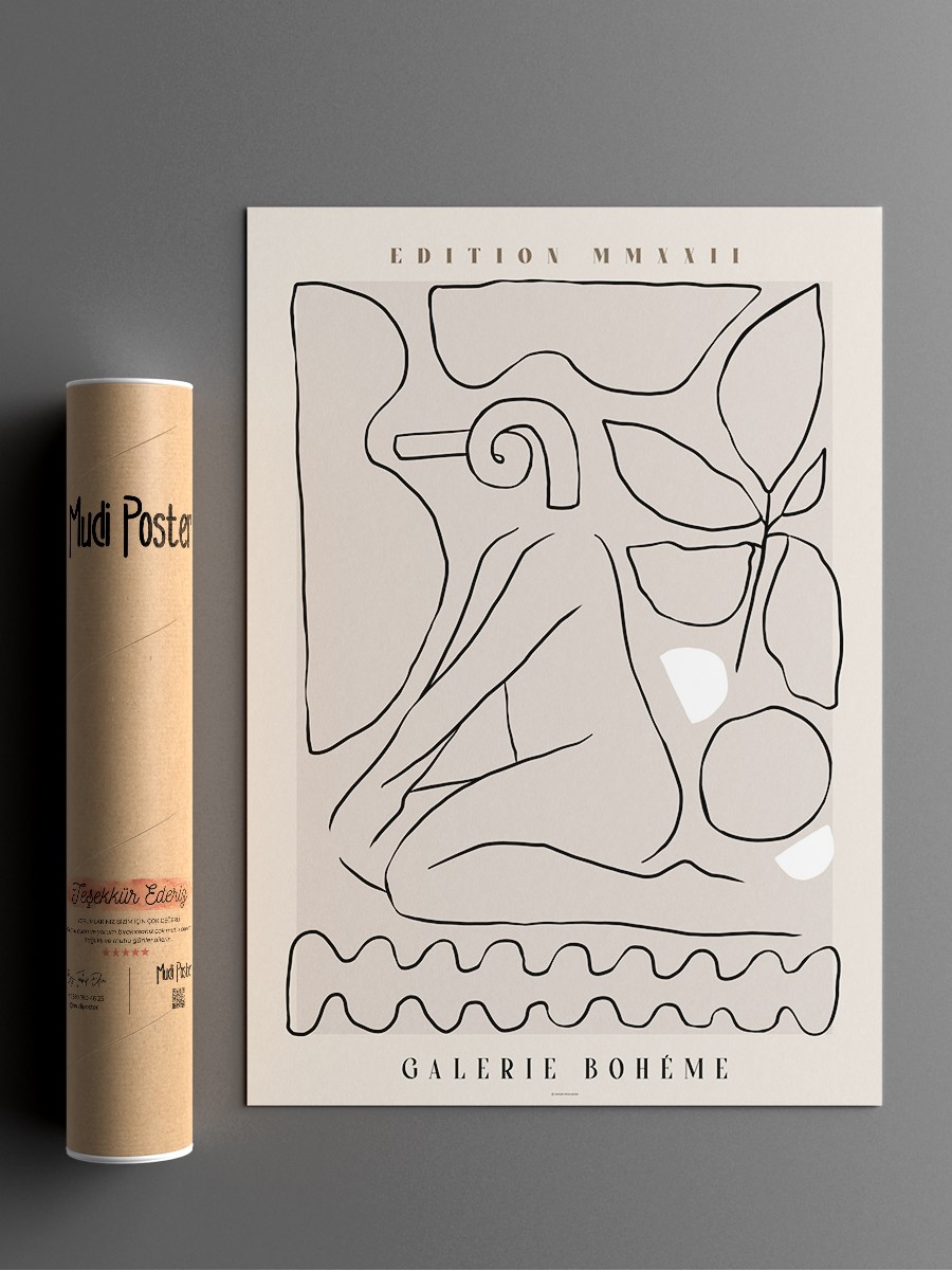 Bohem Çizgili Modern Poster Çerçevesiz Duvar Tablosu Sanatsal Poster