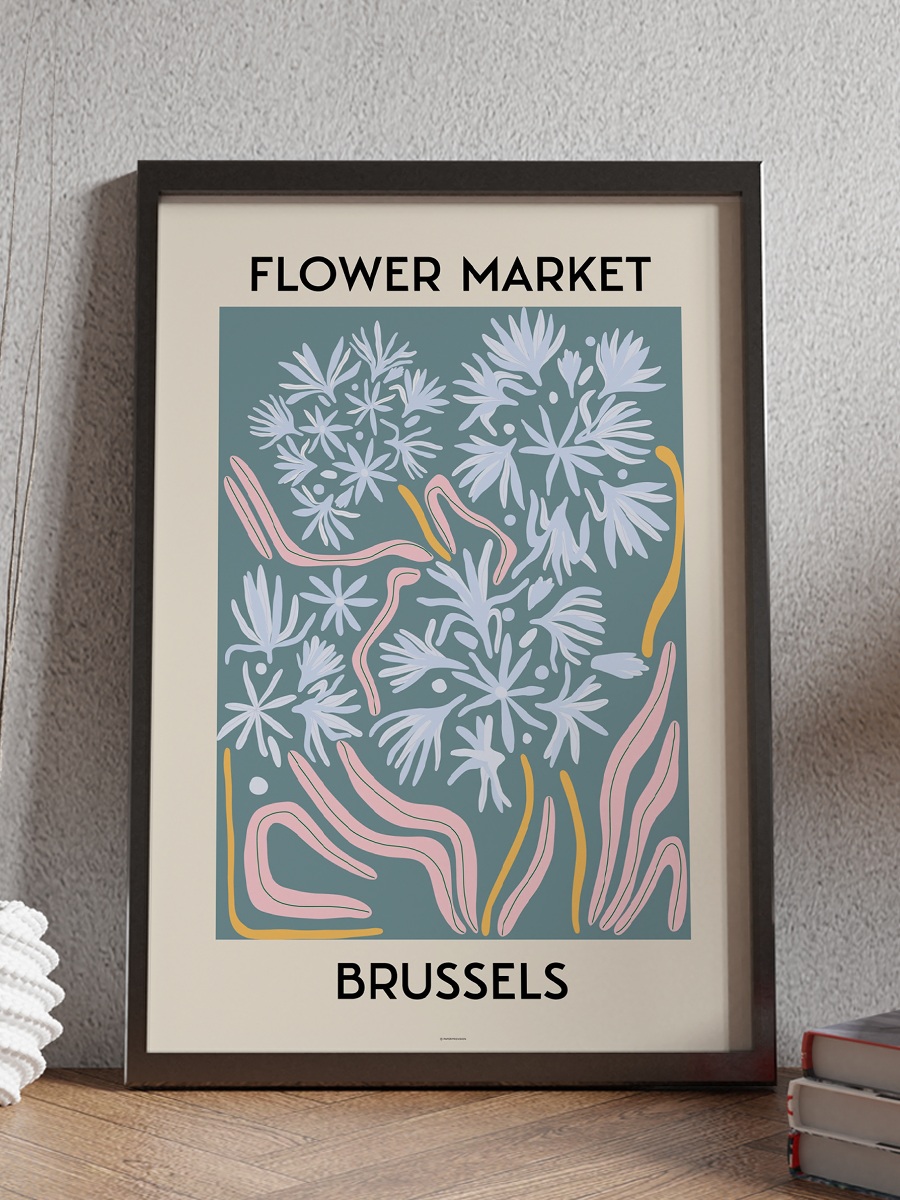 Brussels Soyut Çiçek Modern Poster Çerçevesiz Duvar Tablosu Sanatsal Poster
