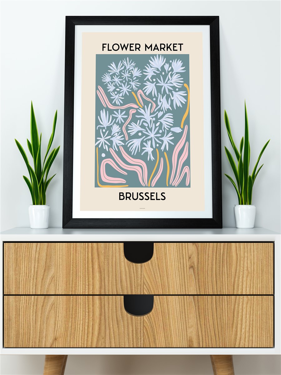 Brussels Soyut Çiçek Modern Poster Çerçevesiz Duvar Tablosu Sanatsal Poster