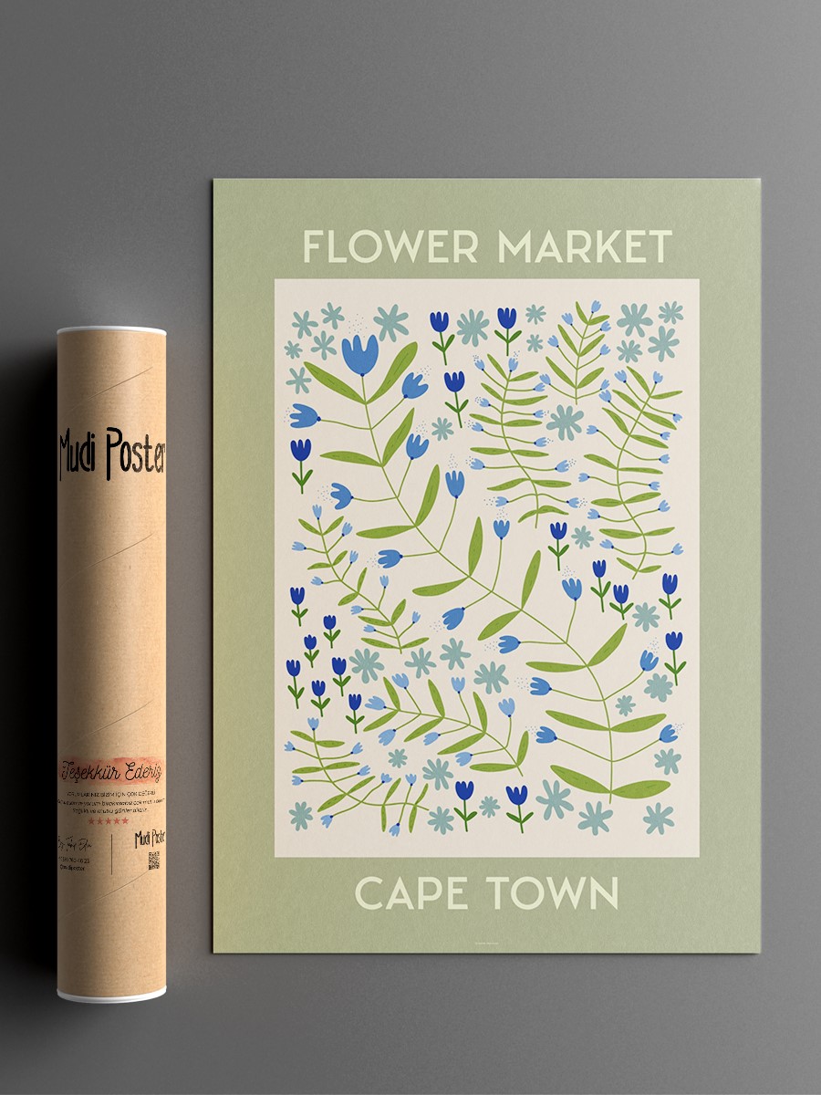 Cape Town Soyut Çiçek Modern Poster Çerçevesiz Duvar Tablosu Sanatsal Poster