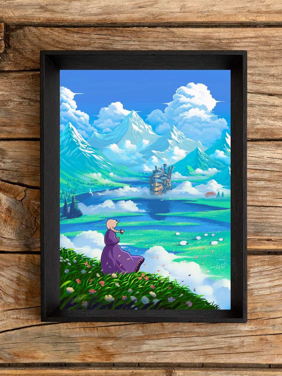 Castle and mountains Anime Poster Çerçevesiz Yüksek Kalite Anime Duvar Poster
