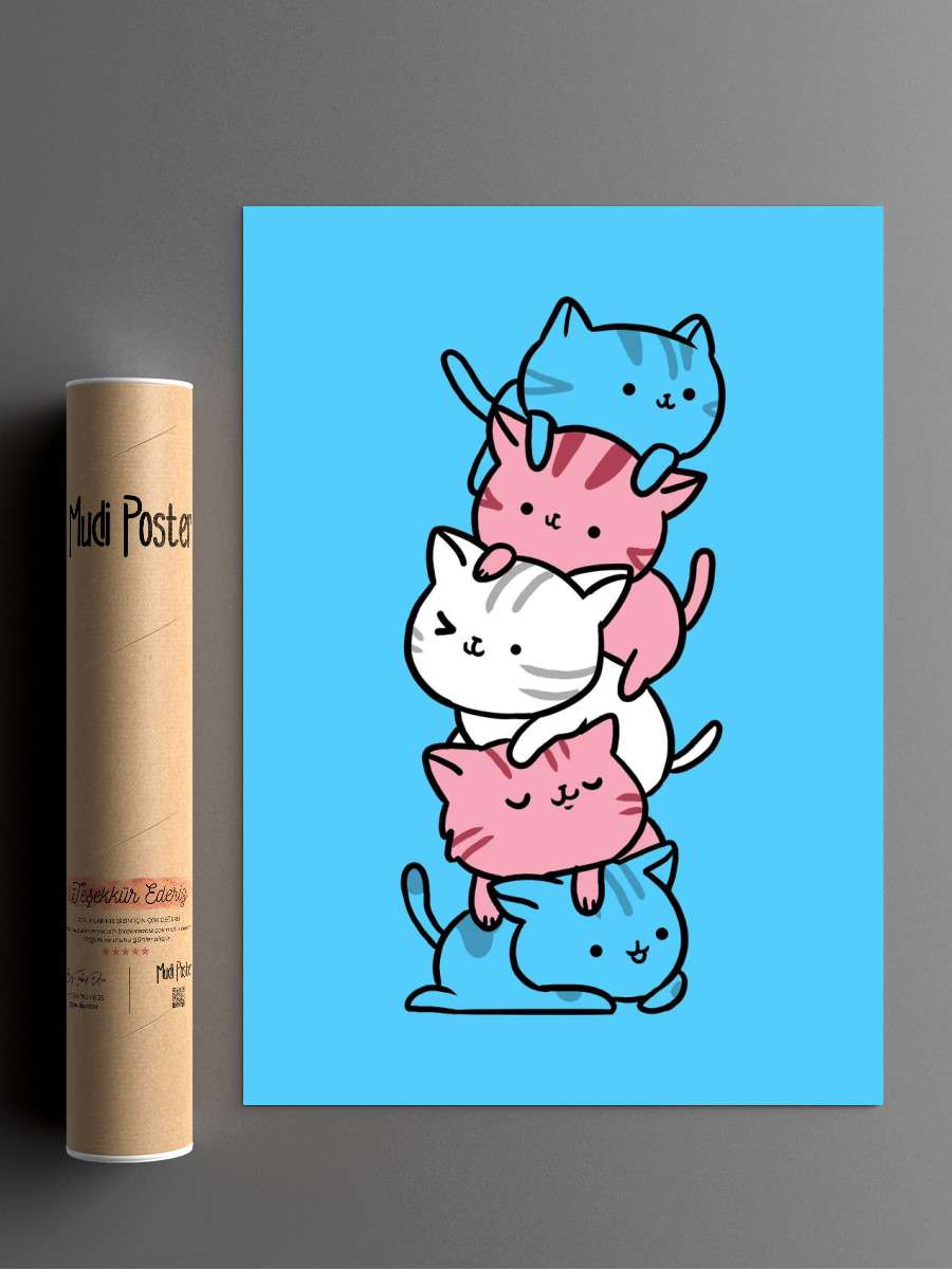 Cat Pile Transgender Anime Poster Çerçevesiz Yüksek Kalite Anime Duvar Poster