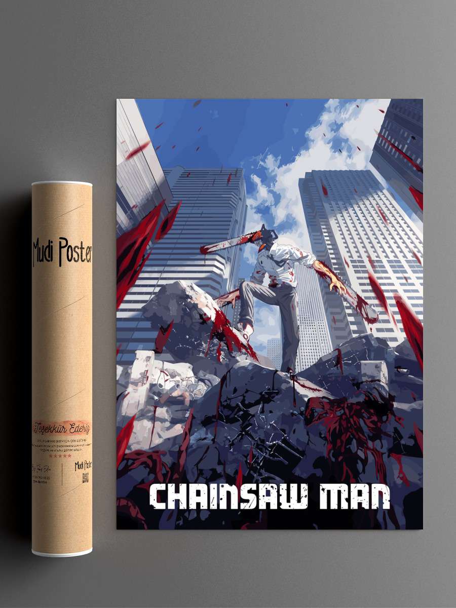 chainsaw man denji Anime Poster Çerçevesiz Yüksek Kalite Anime Duvar Poster