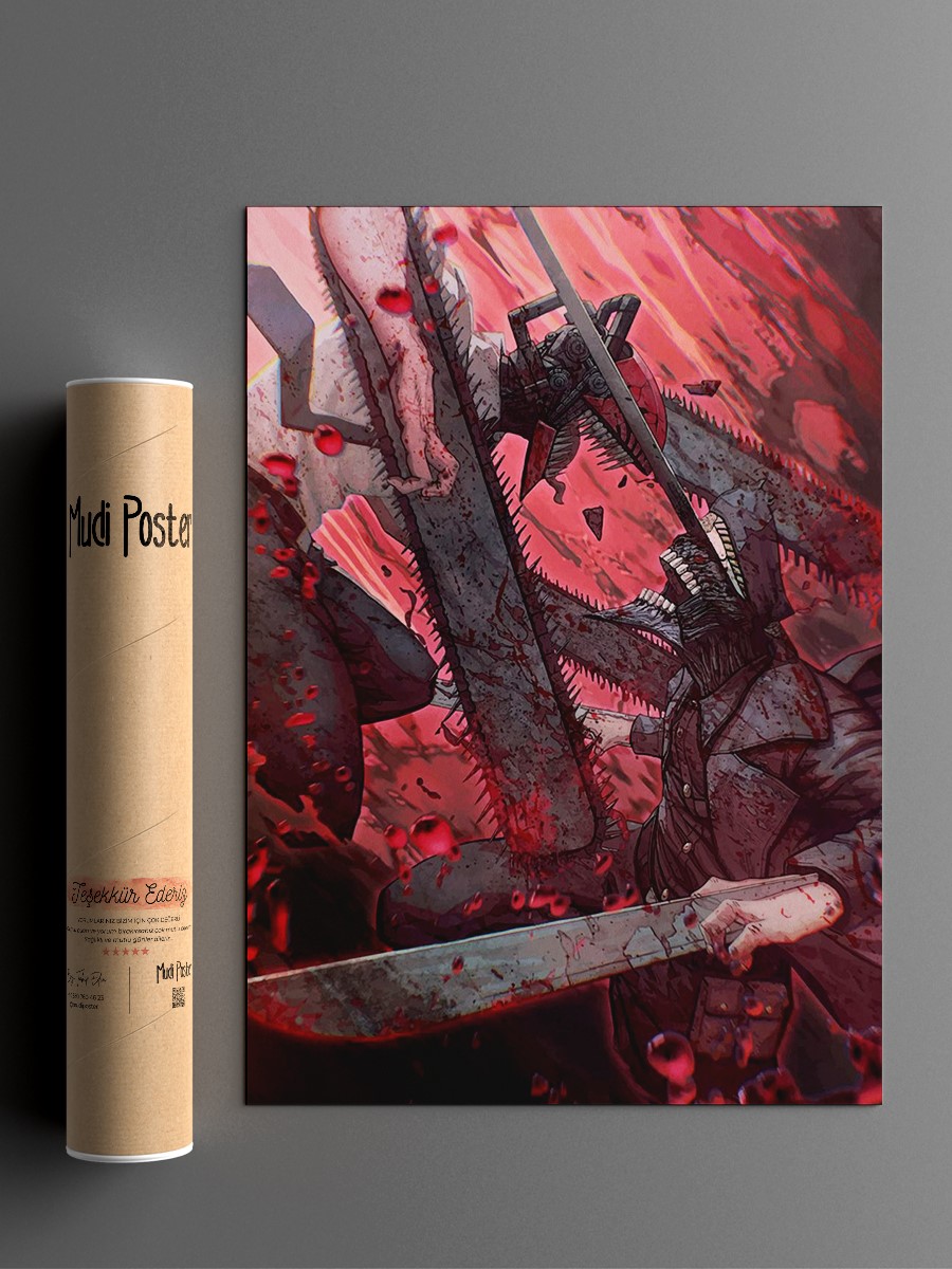 Chainsaw Man Anime Poster Çerçevesiz Yüksek Kalite Anime Duvar Poster