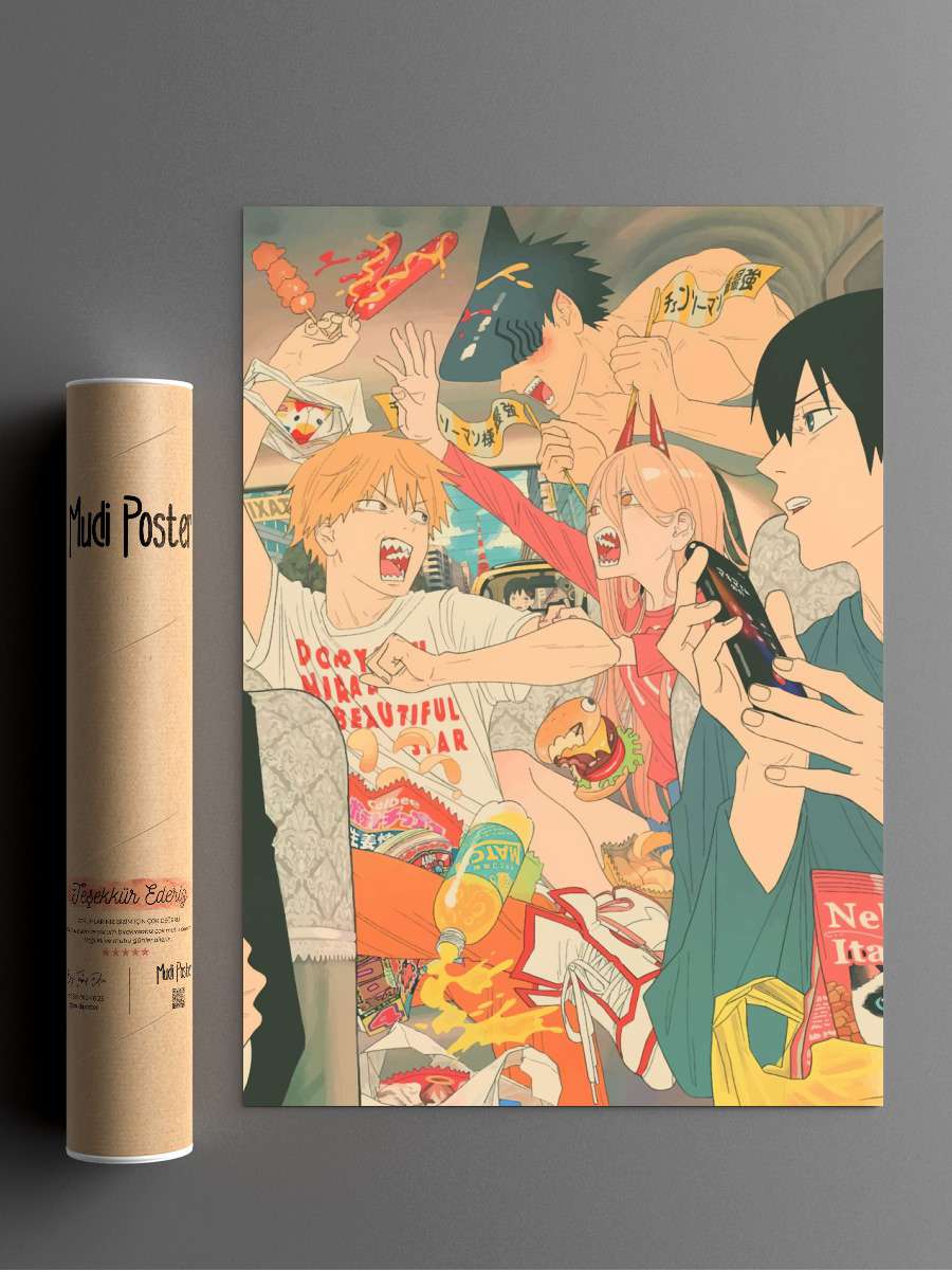 Chainsaw Man Anime Poster Çerçevesiz Yüksek Kalite Anime Duvar Poster