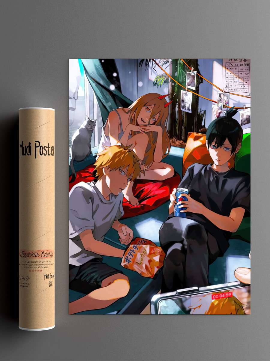 Chainsaw Man Anime Poster Çerçevesiz Yüksek Kalite Anime Duvar Poster
