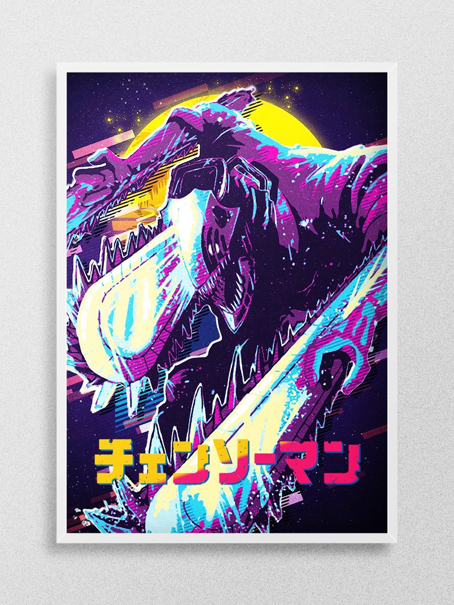Chainsaw Man Retro Anime Poster Çerçevesiz Yüksek Kalite Anime Duvar Poster