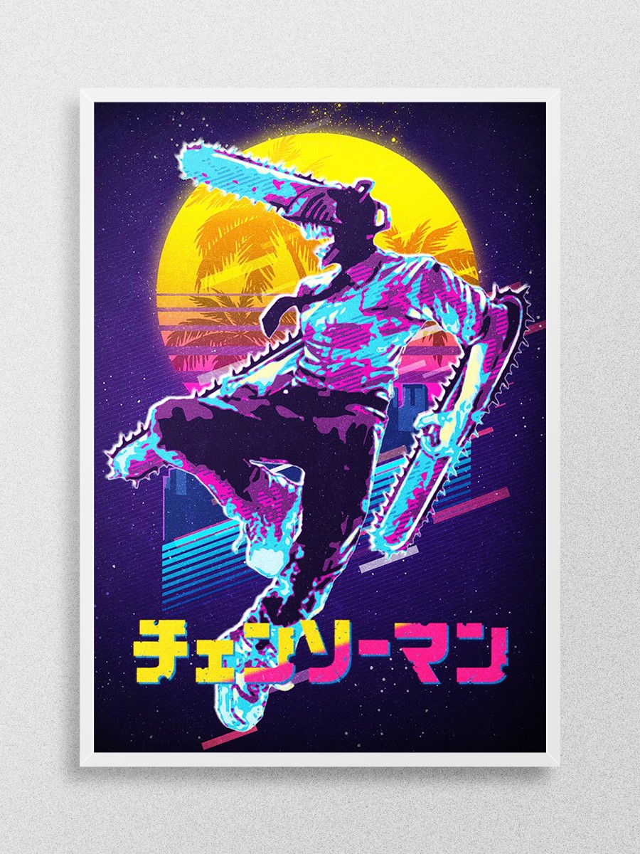 Chainsaw Man Retro Anime Poster Çerçevesiz Yüksek Kalite Anime Duvar Poster