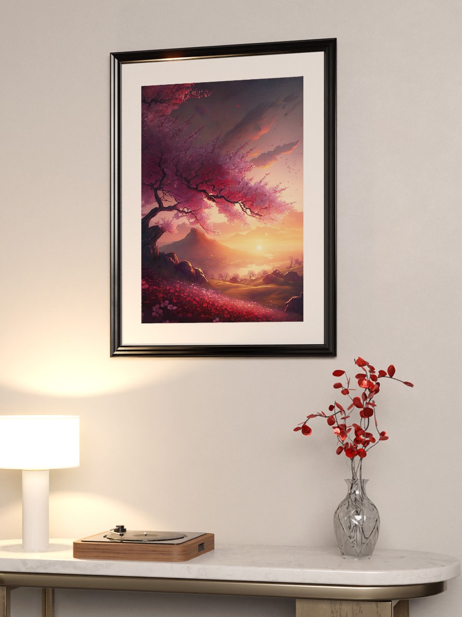 Cherry Blossom Sunrise Anime Poster Çerçevesiz Yüksek Kalite Anime Duvar Poster
