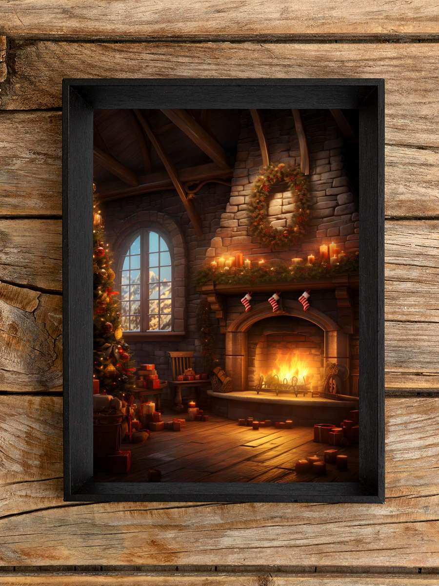 Christmas fireplace Anime Poster Çerçevesiz Yüksek Kalite Anime Duvar Poster