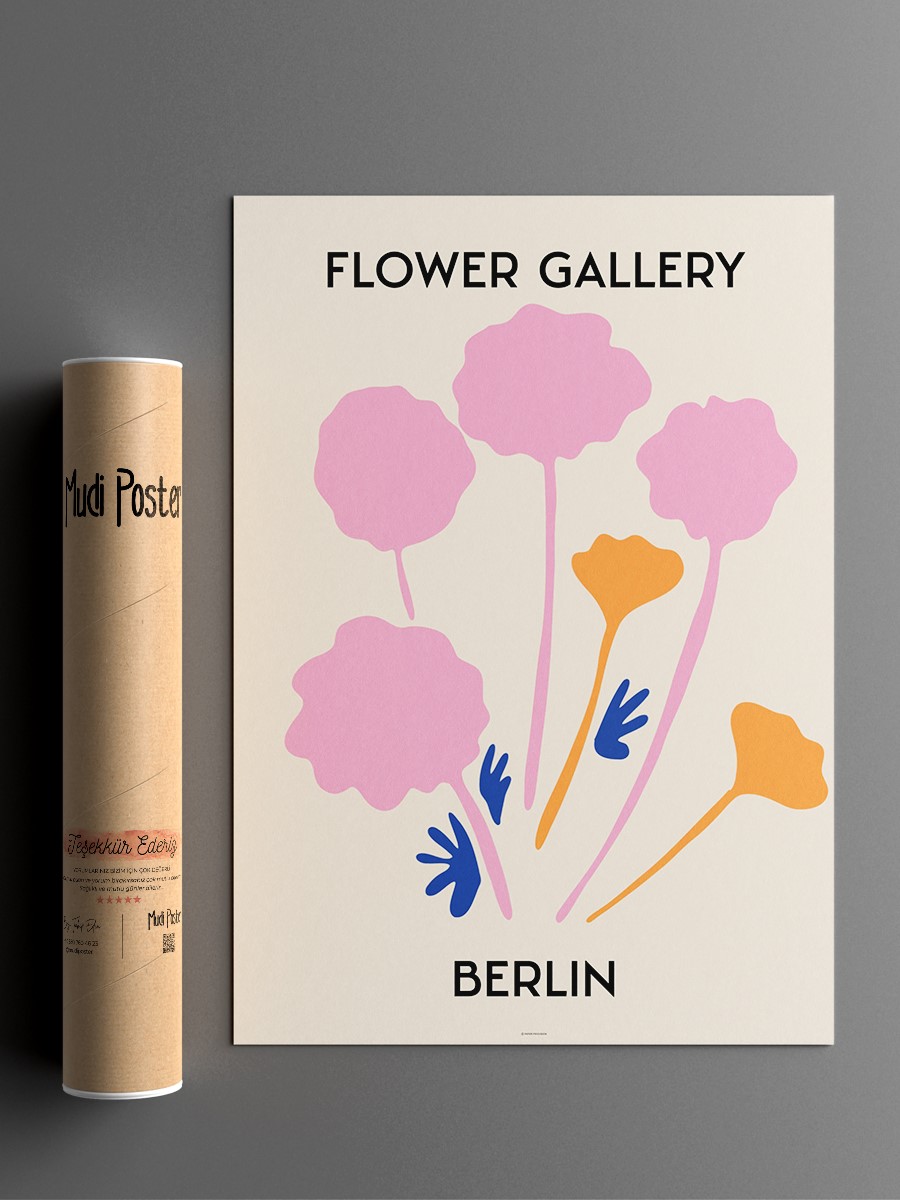 Çiçek Galerisi Berlin Soyut Modern Poster Çerçevesiz Duvar Tablosu Sanatsal Poster