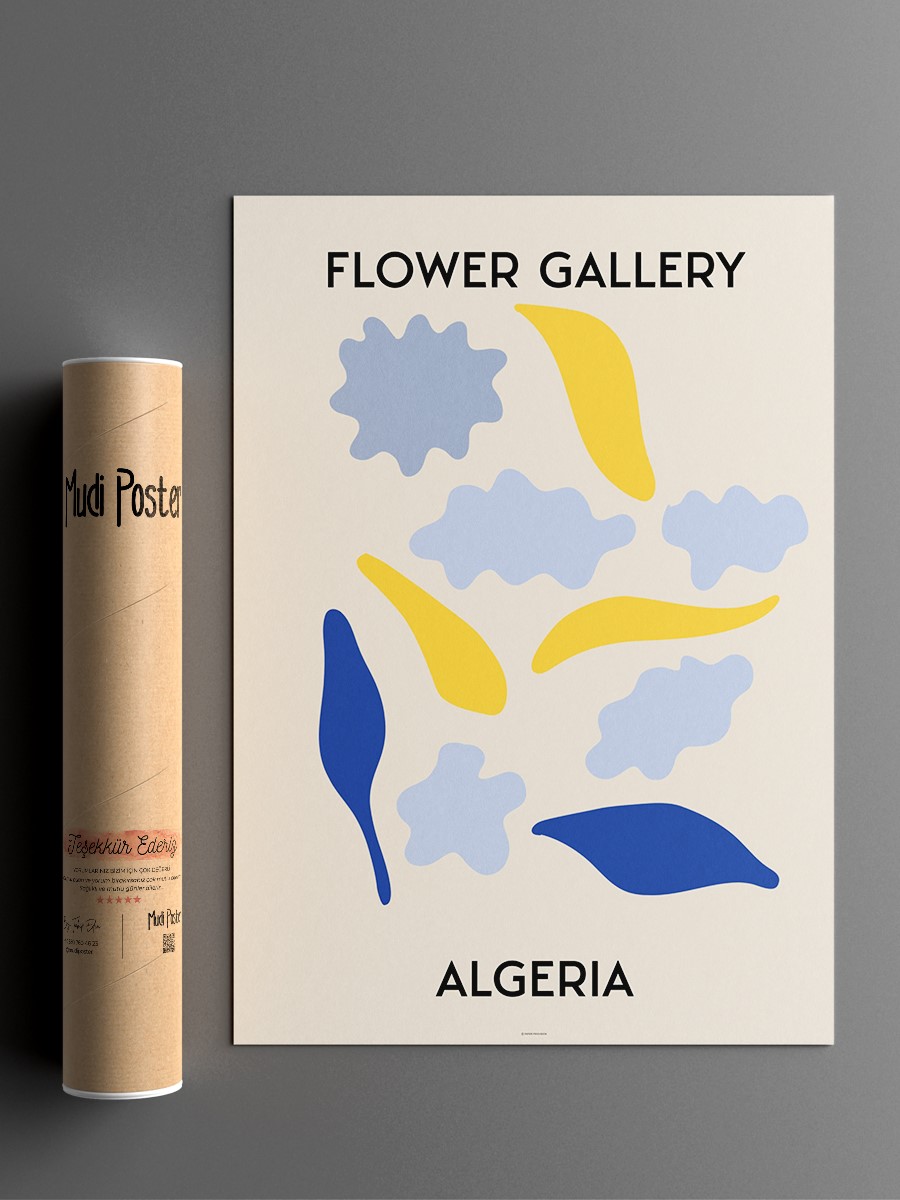 Çiçek Sergisi Algeria Soyut Modern Poster Çerçevesiz Duvar Tablosu Sanatsal Poster
