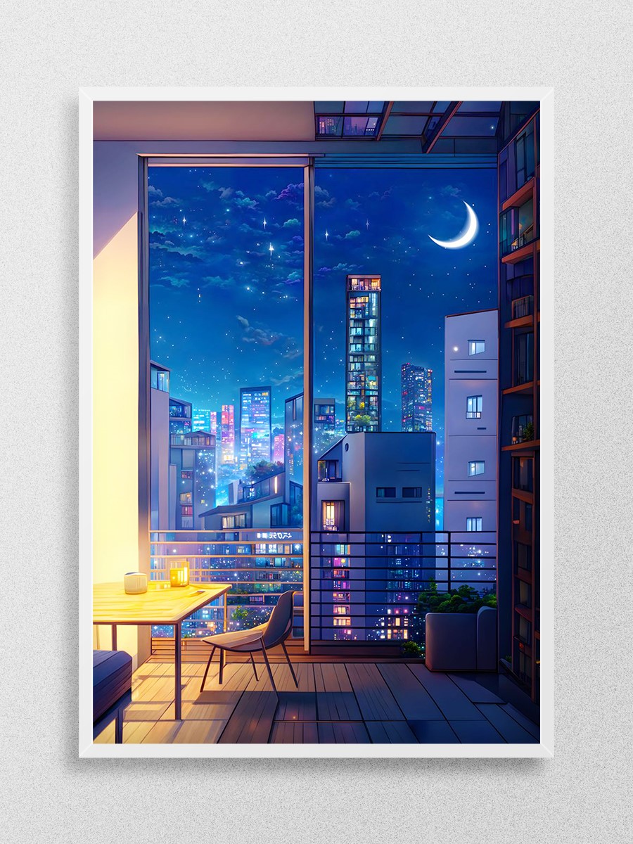 City Hues Anime Poster Çerçevesiz Yüksek Kalite Anime Duvar Poster
