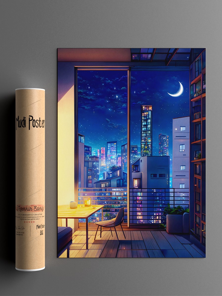 City Hues Anime Poster Çerçevesiz Yüksek Kalite Anime Duvar Poster