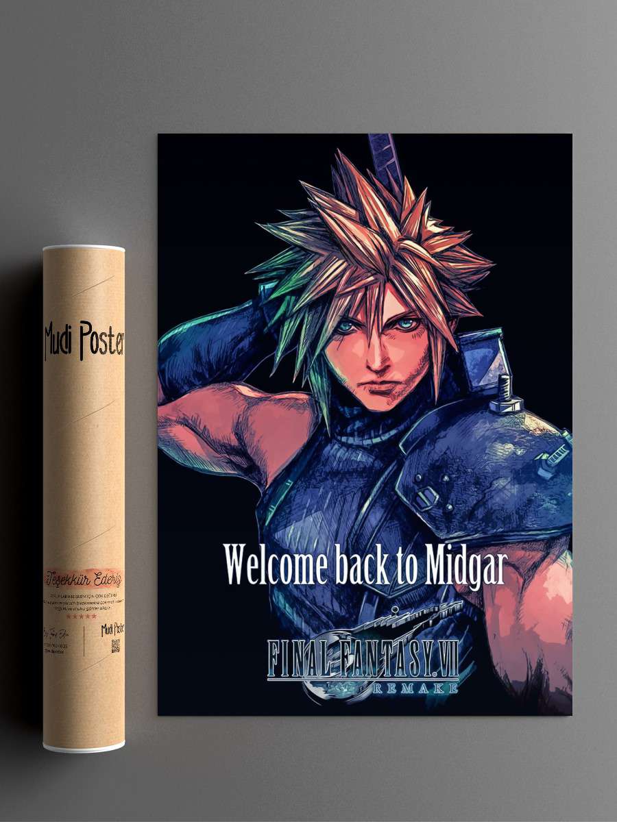 CLOUD STRIFE FINAL FANTASY Anime Poster Çerçevesiz Yüksek Kalite Anime Duvar Poster