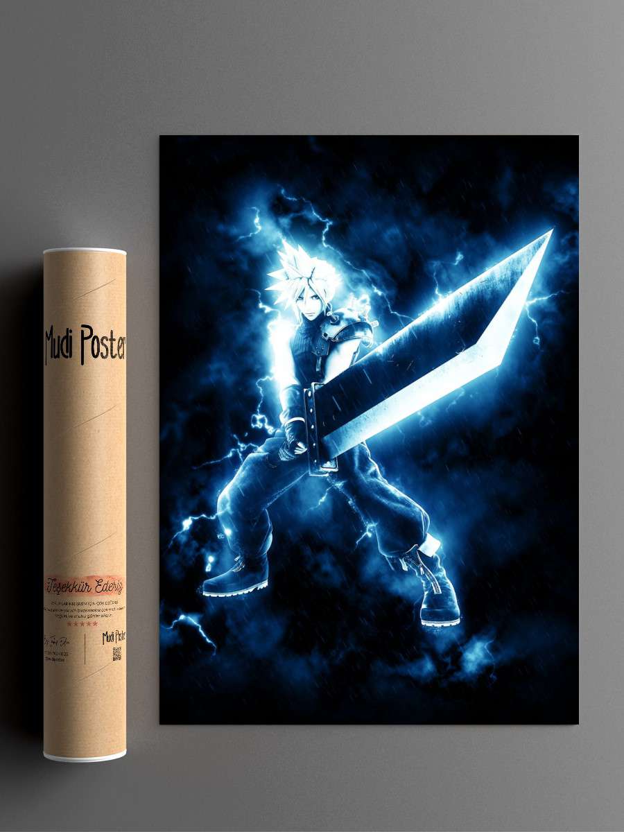 Cloud Strife Anime Poster Çerçevesiz Yüksek Kalite Anime Duvar Poster