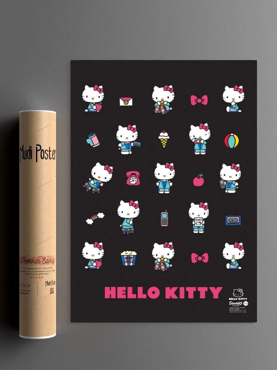 Cute Black Pattern Anime Poster Çerçevesiz Yüksek Kalite Anime Duvar Poster