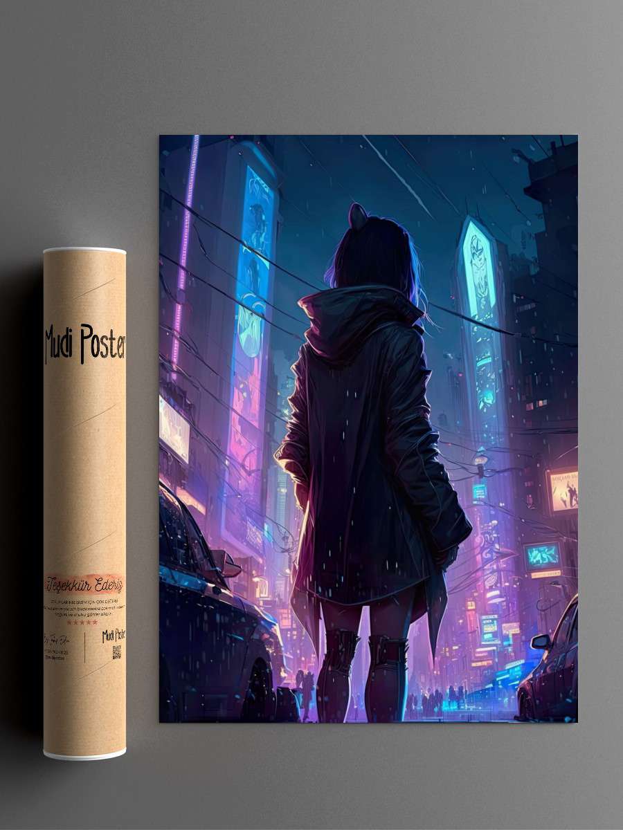 Cyberpunk Anime Girl Anime Poster Çerçevesiz Yüksek Kalite Anime Duvar Poster
