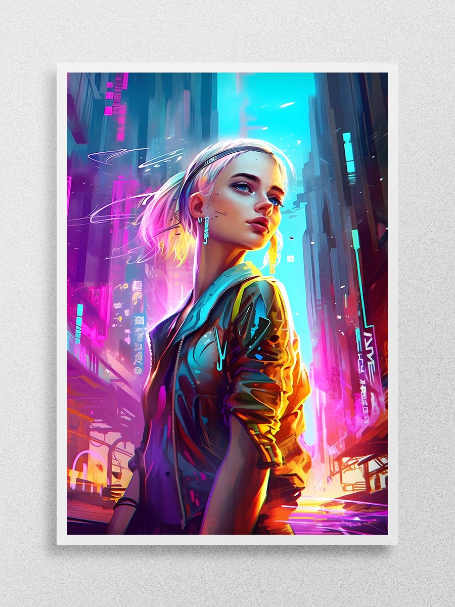 Cyberpunk Steampunk Neon Anime Poster Çerçevesiz Yüksek Kalite Anime Duvar Poster
