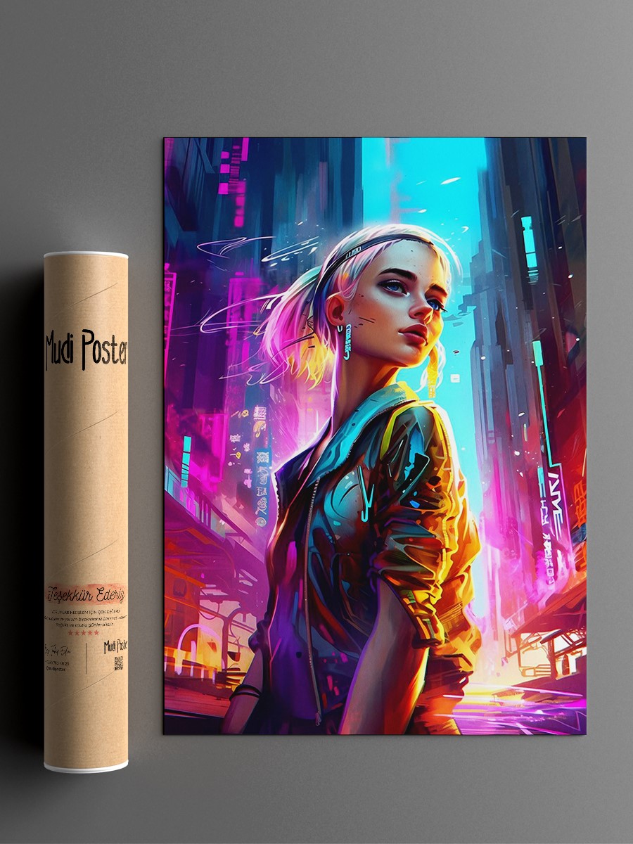 Cyberpunk Steampunk Neon Anime Poster Çerçevesiz Yüksek Kalite Anime Duvar Poster