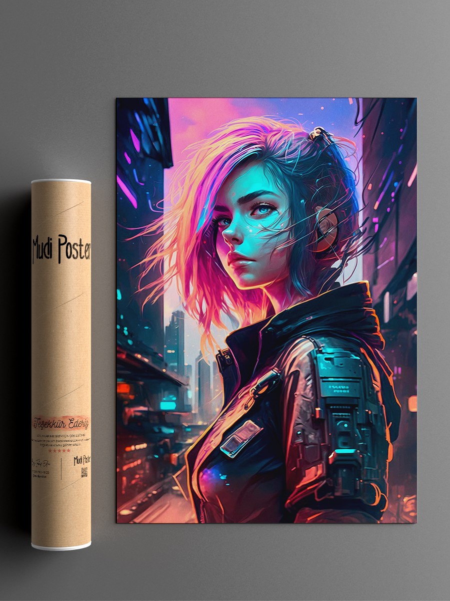 Cyberpunk Steampunk Neon Anime Poster Çerçevesiz Yüksek Kalite Anime Duvar Poster