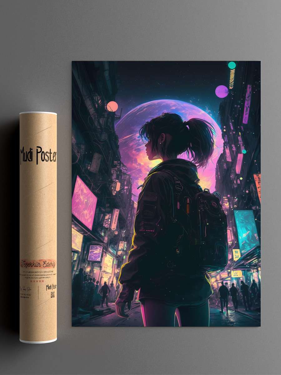 Cyberpunk Steampunk Neon Anime Poster Çerçevesiz Yüksek Kalite Anime Duvar Poster
