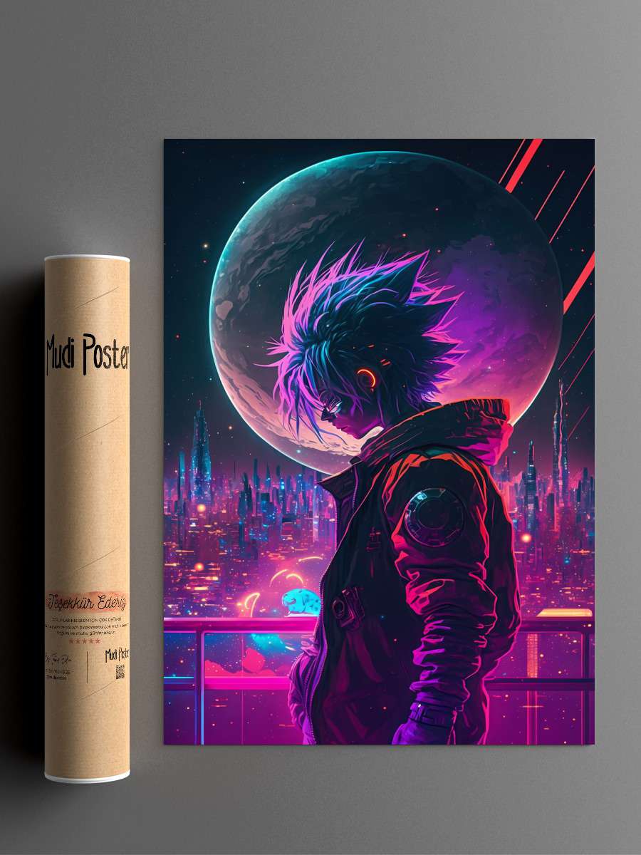 Cyberpunk Steampunk Neon Anime Poster Çerçevesiz Yüksek Kalite Anime Duvar Poster