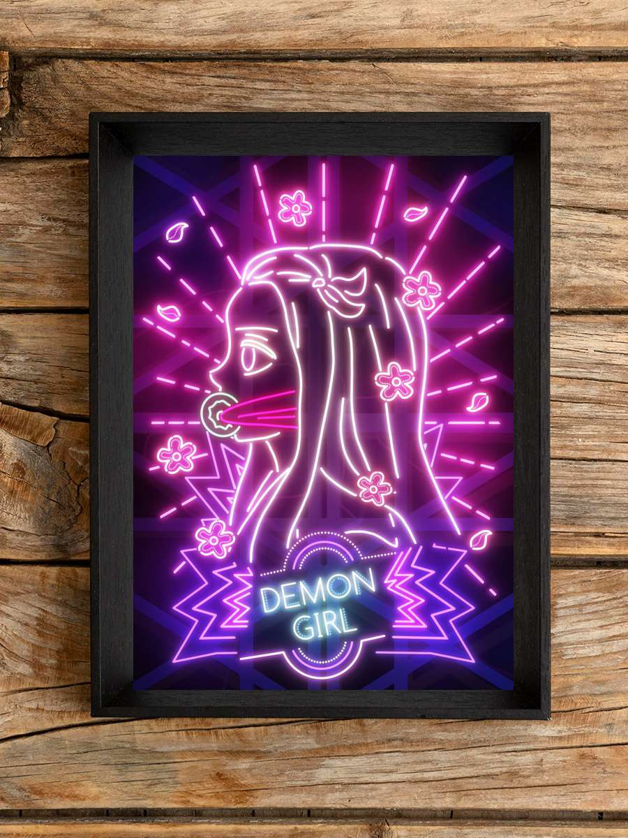 Demon girl neon poster Anime Poster Çerçevesiz Yüksek Kalite Anime Duvar Poster