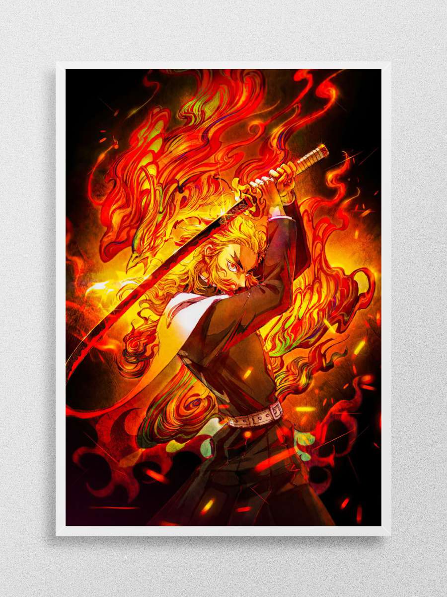 Demon Kyojuro Rengoku Anime Poster Çerçevesiz Yüksek Kalite Anime Duvar Poster