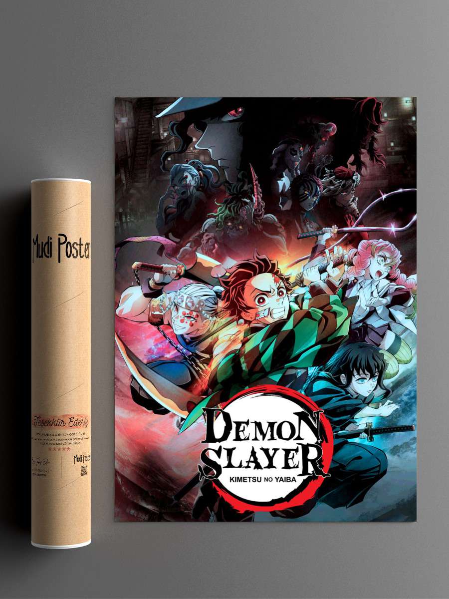Demon Slayer All Character Anime Poster Çerçevesiz Yüksek Kalite Anime Duvar Poster
