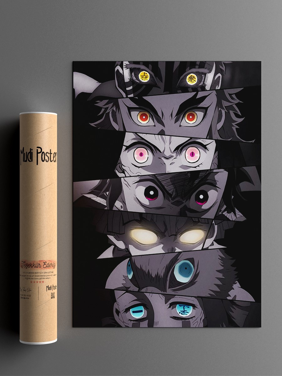 Demon Slayer Eyes Rengoku Anime Poster Çerçevesiz Yüksek Kalite Anime Duvar Poster