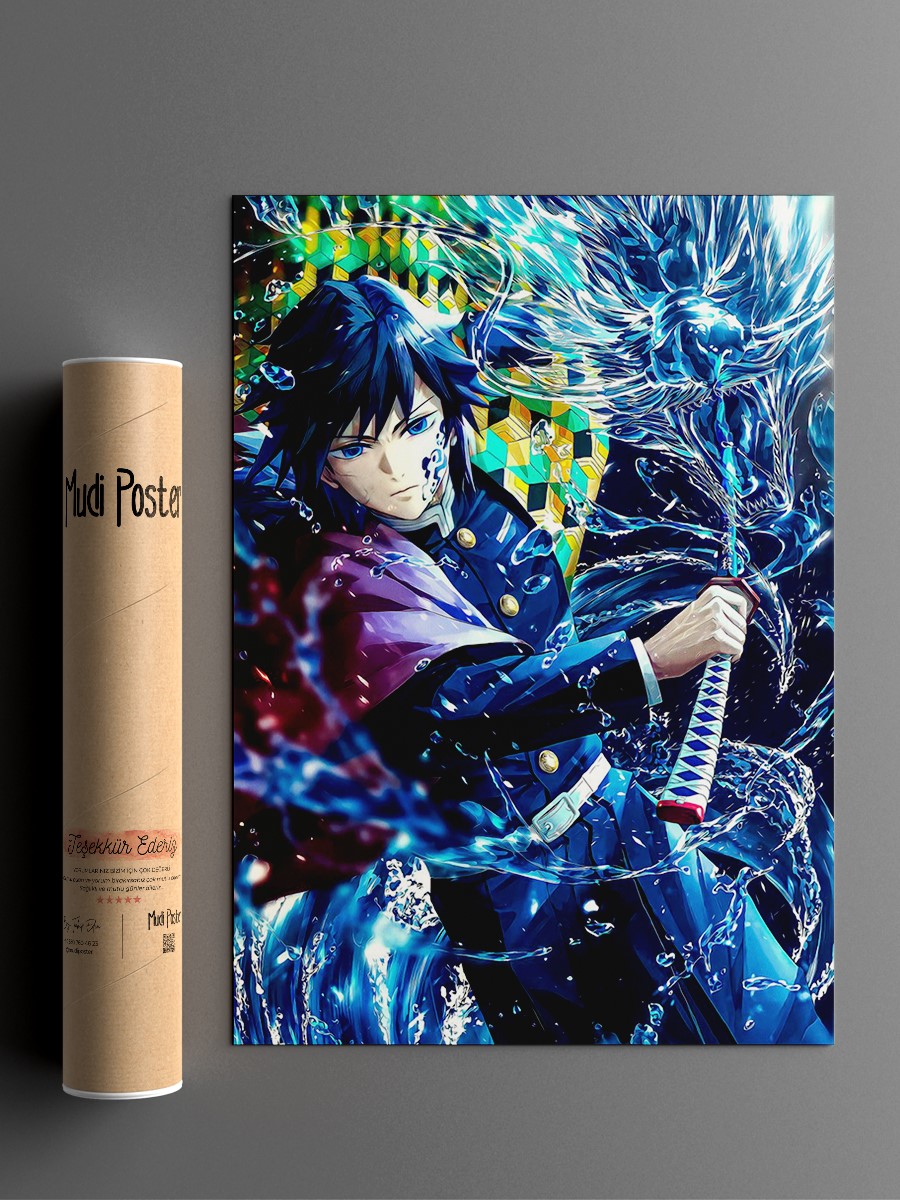 Demon Slayer Giyu Tomioka Anime Poster Çerçevesiz Yüksek Kalite Anime Duvar Poster