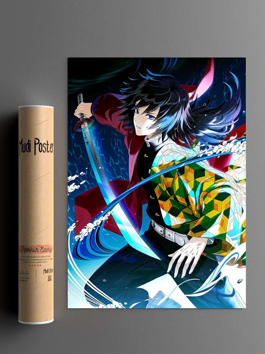 Demon Slayer Giyu Tomioka Anime Poster Çerçevesiz Yüksek Kalite Anime Duvar Poster