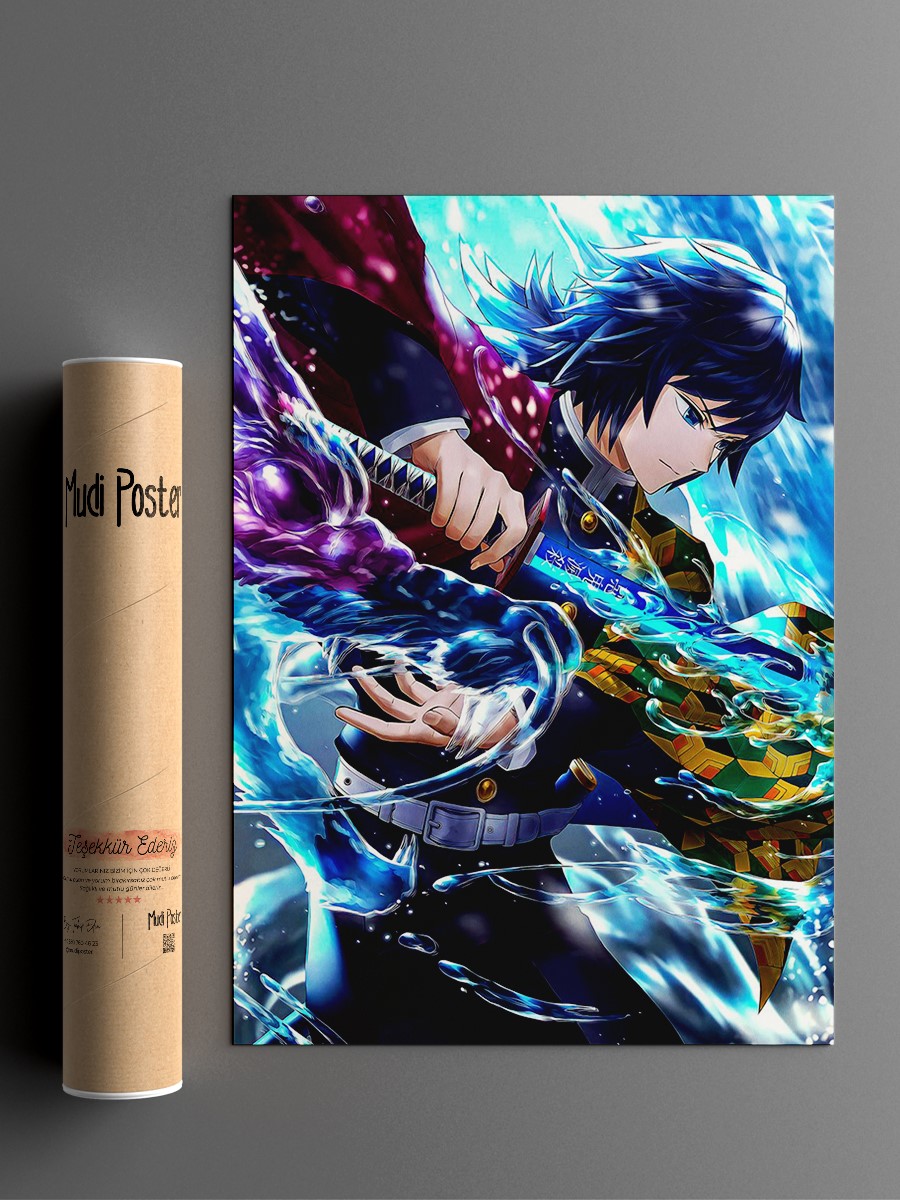 Demon Slayer Giyu Tomioka Anime Poster Çerçevesiz Yüksek Kalite Anime Duvar Poster
