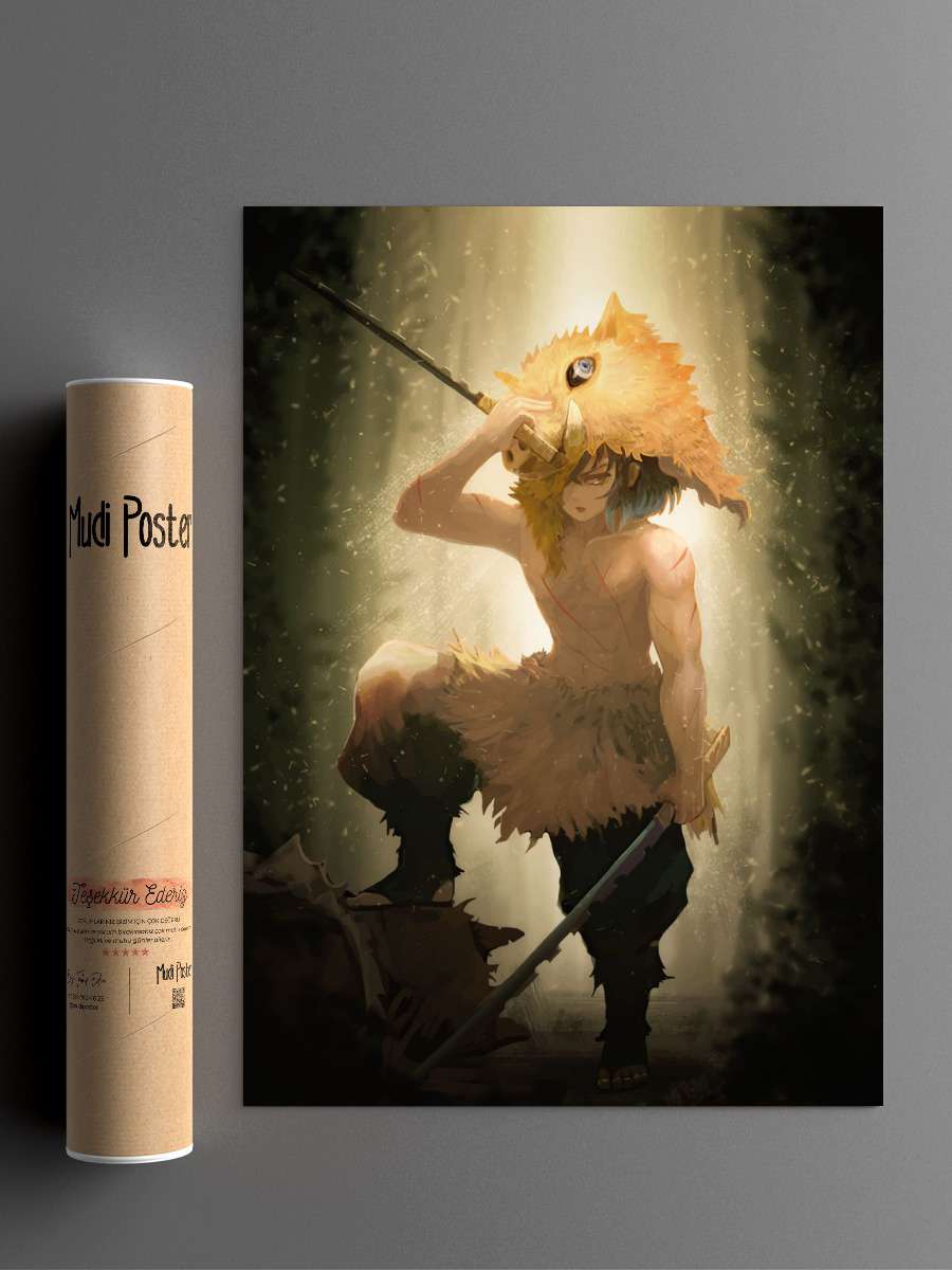 Demon Slayer Inosuke Anime Poster Çerçevesiz Yüksek Kalite Anime Duvar Poster