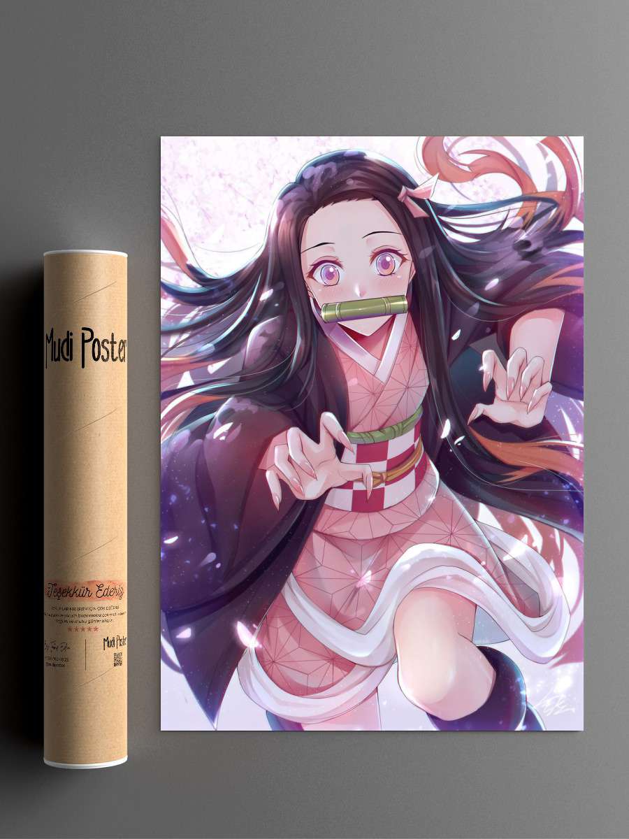 Demon Slayer Nezuko Kamado Anime Poster Çerçevesiz Yüksek Kalite Anime Duvar Poster