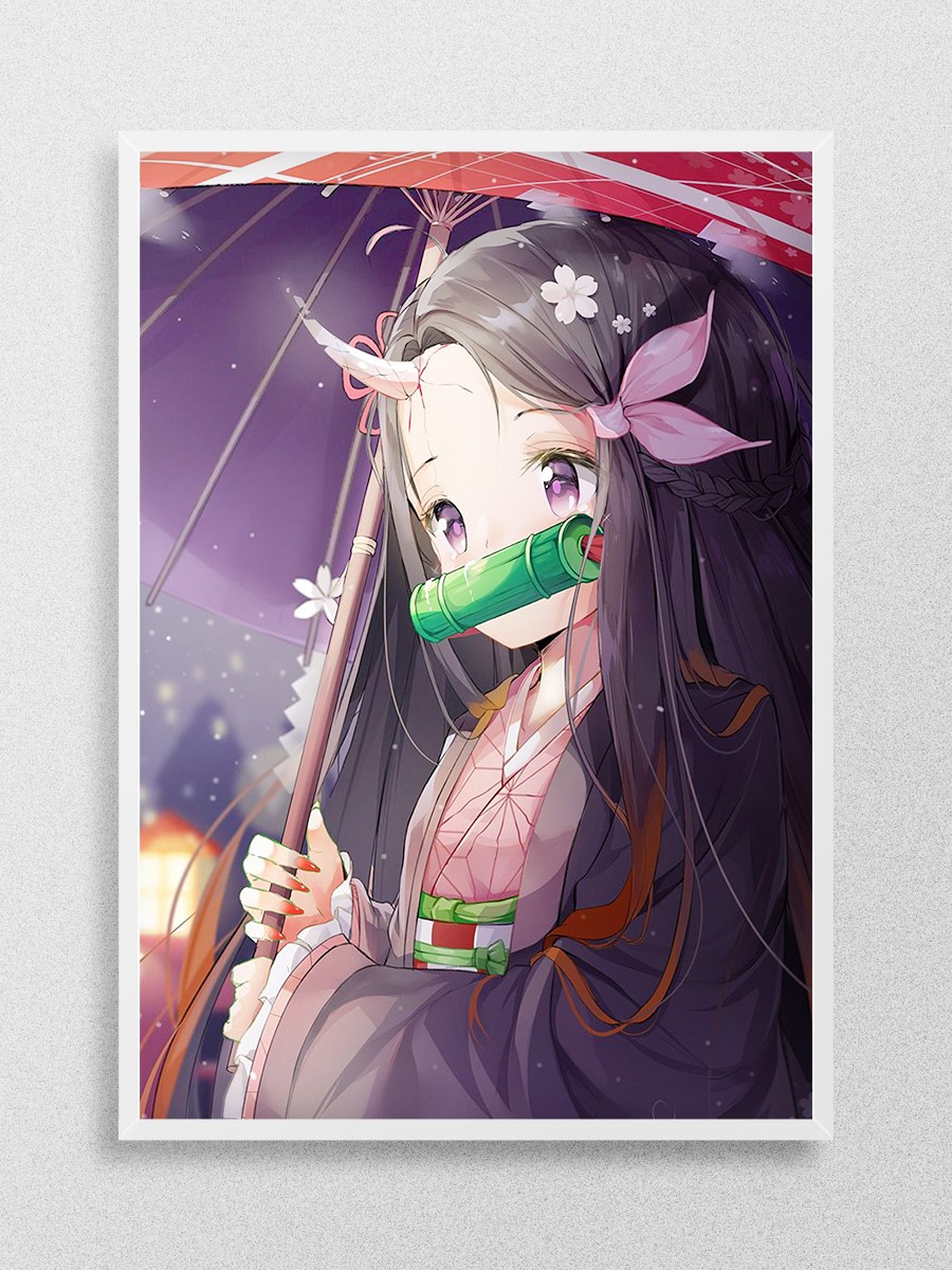 Demon Slayer Nezuko Kamado Anime Poster Çerçevesiz Yüksek Kalite Anime Duvar Poster