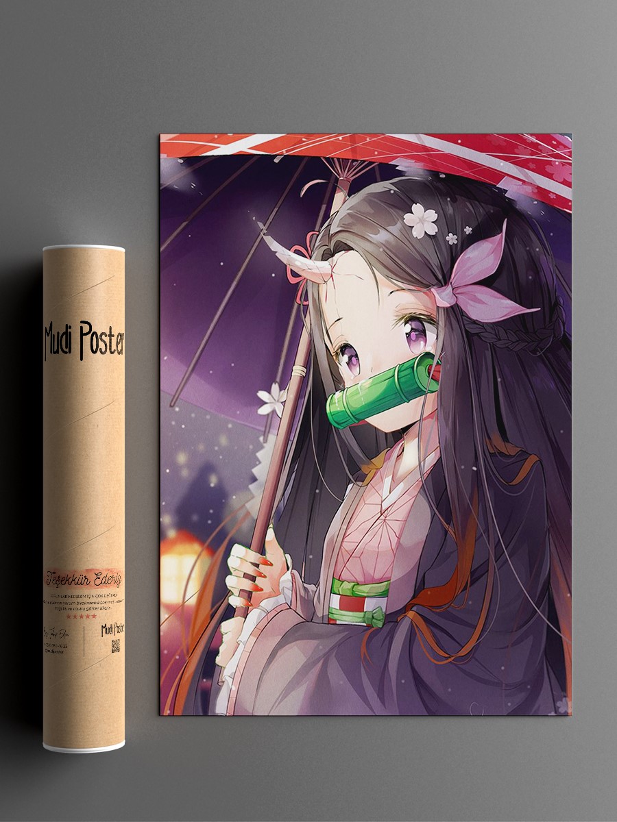 Demon Slayer Nezuko Kamado Anime Poster Çerçevesiz Yüksek Kalite Anime Duvar Poster
