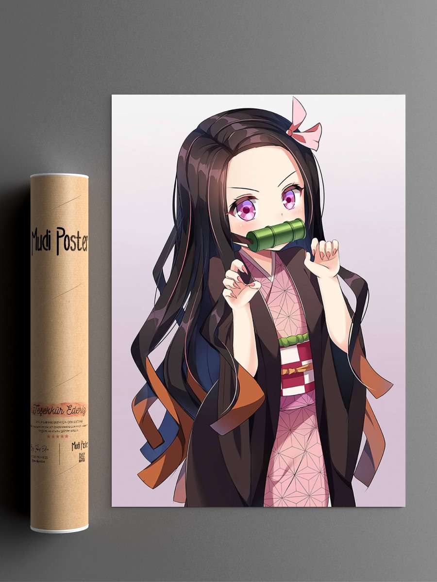 Demon Slayer Nezuko Kamado Anime Poster Çerçevesiz Yüksek Kalite Anime Duvar Poster