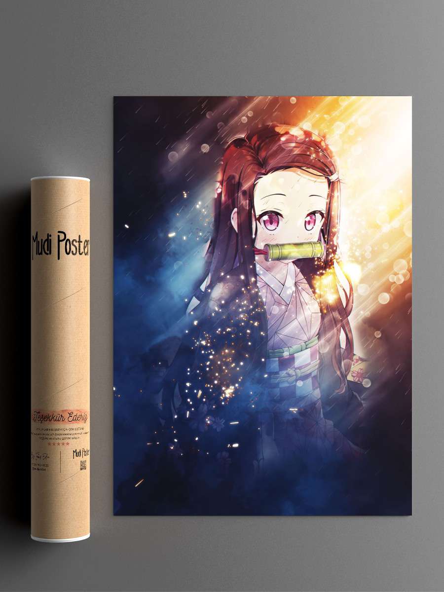 Demon Slayer Nezuko Metal Anime Poster Çerçevesiz Yüksek Kalite Anime Duvar Poster