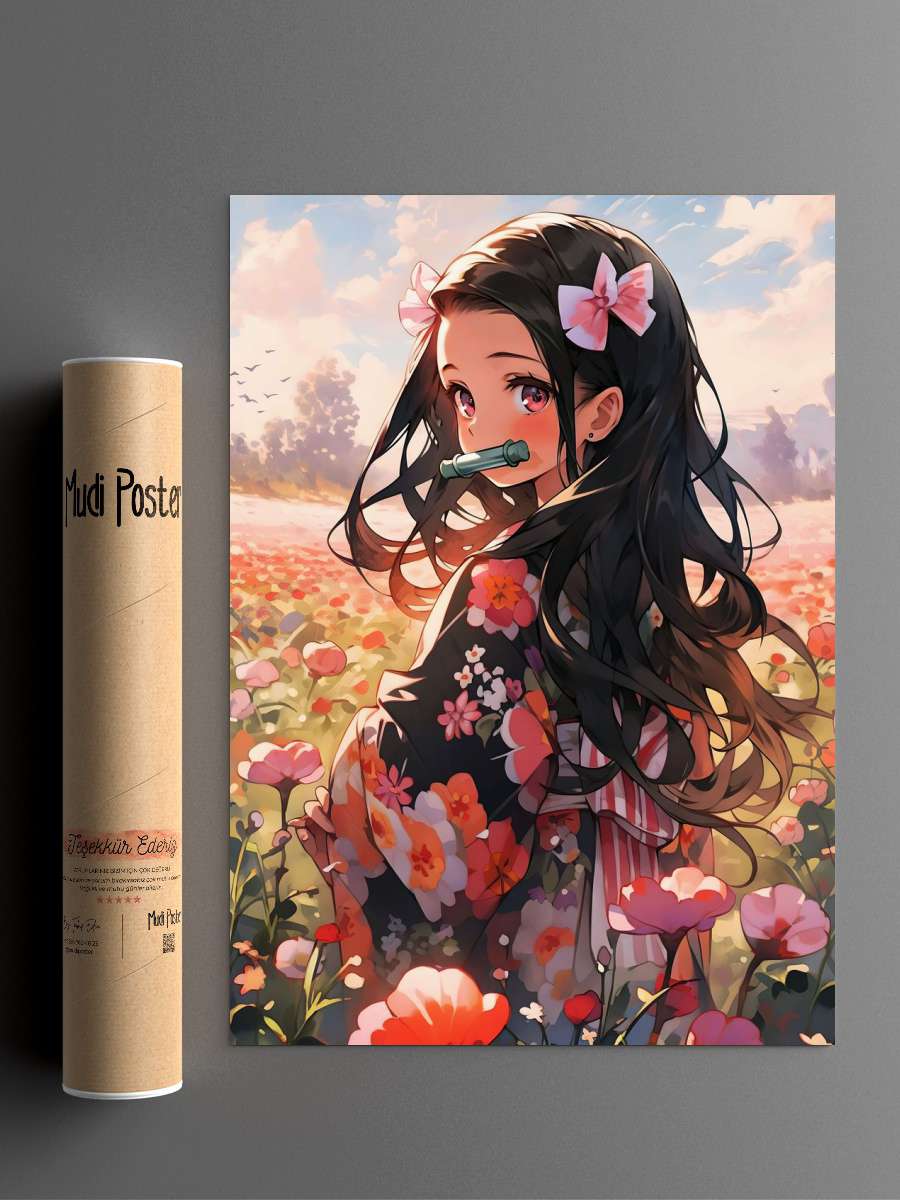 Demon Slayer Nezuko Anime Poster Çerçevesiz Yüksek Kalite Anime Duvar Poster
