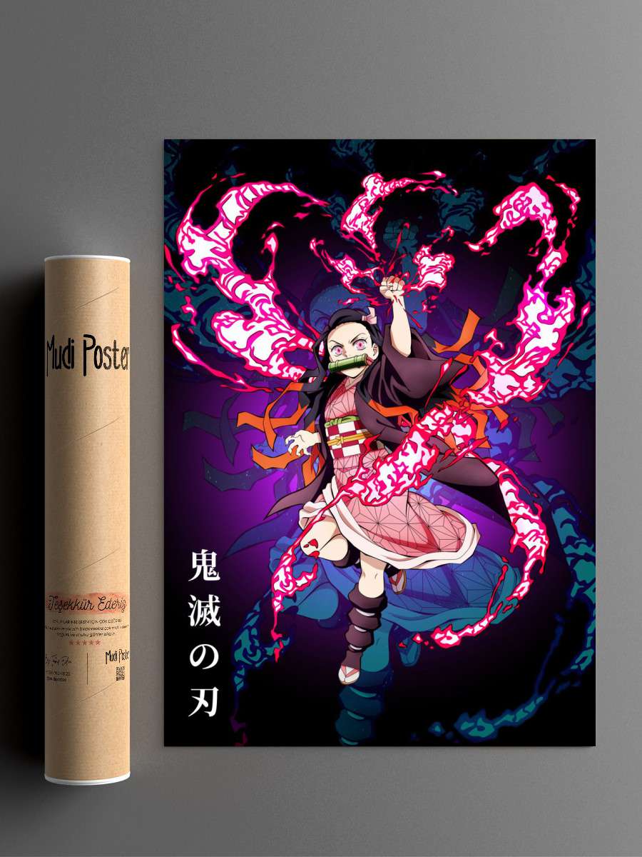 Demon Slayer Nezuko Anime Poster Çerçevesiz Yüksek Kalite Anime Duvar Poster
