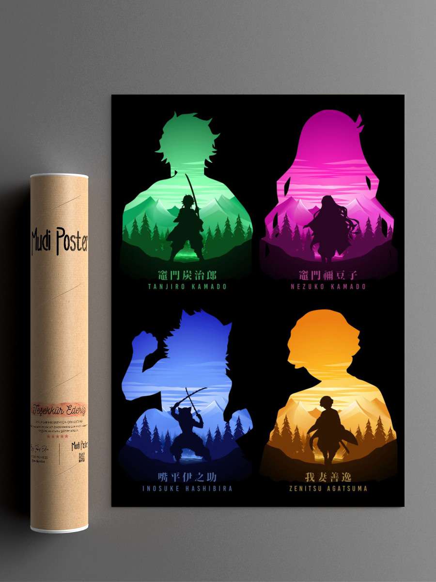 Demon Slayer Anime Poster Çerçevesiz Yüksek Kalite Anime Duvar Poster