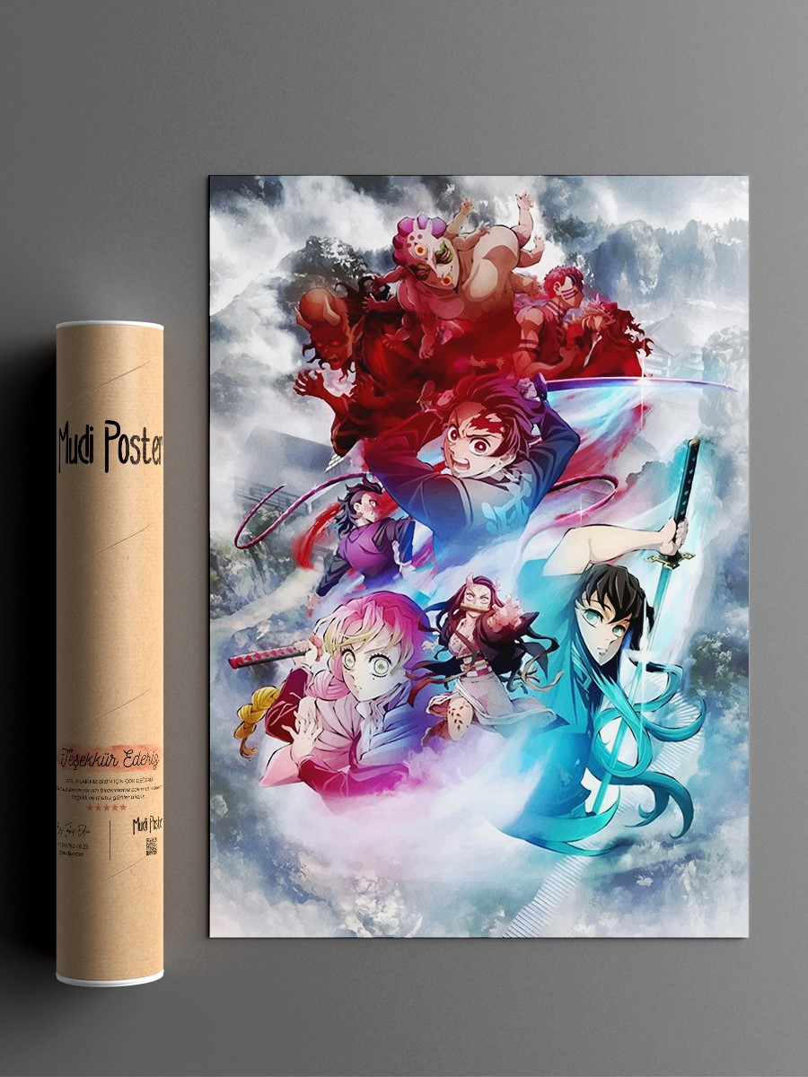 Demon Slayer Anime Poster Çerçevesiz Yüksek Kalite Anime Duvar Poster