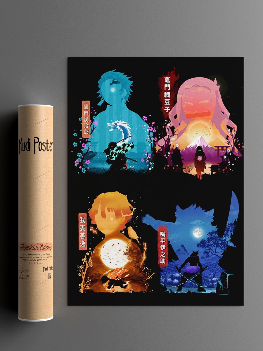 Demon Slayer Anime Poster Çerçevesiz Yüksek Kalite Anime Duvar Poster