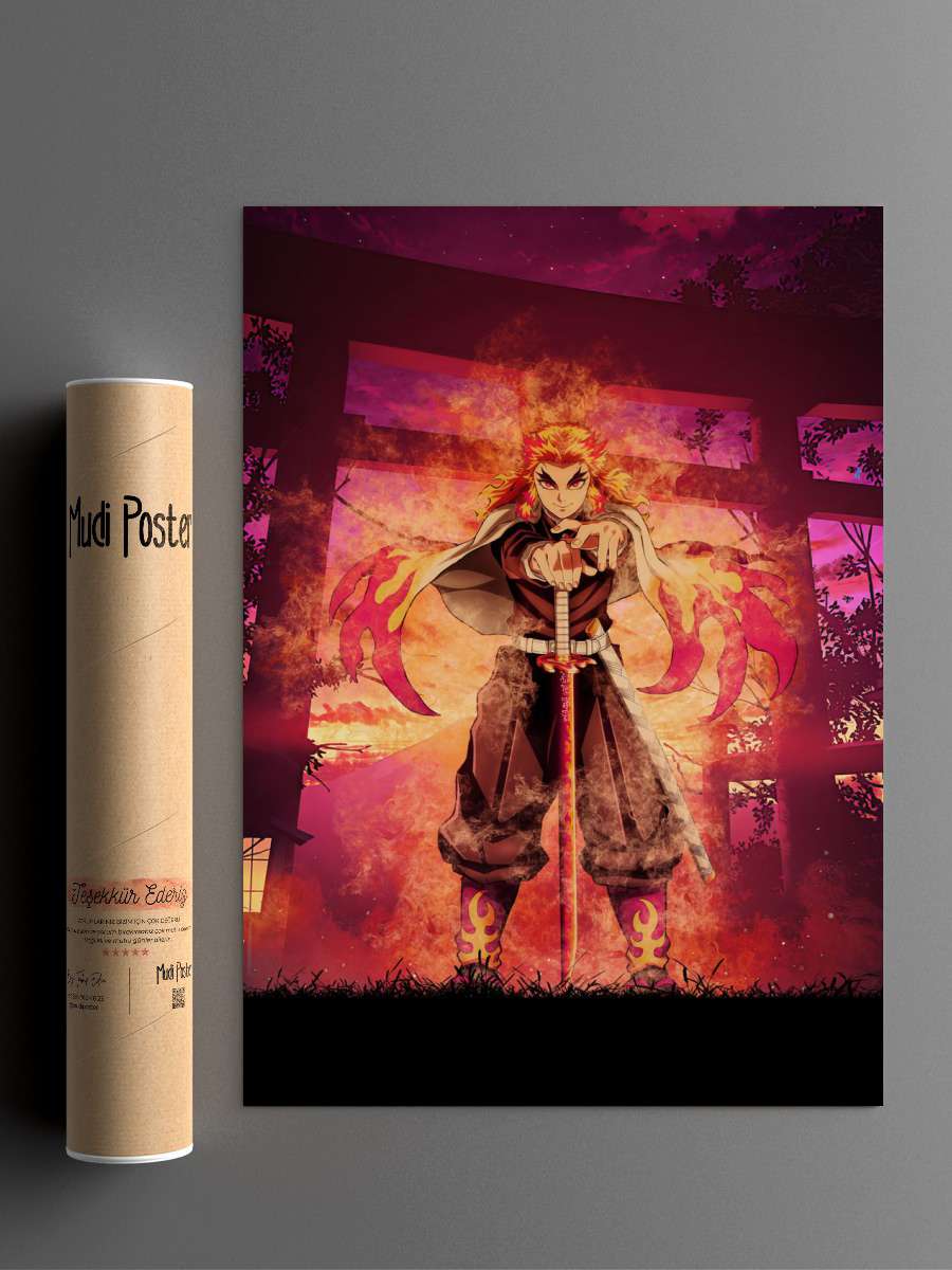 demon slayer rengoku Anime Poster Çerçevesiz Yüksek Kalite Anime Duvar Poster